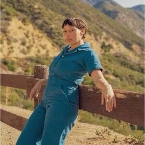 Big Bud Press Heritage Short Sleeve Jumpsuit in Marine Blue